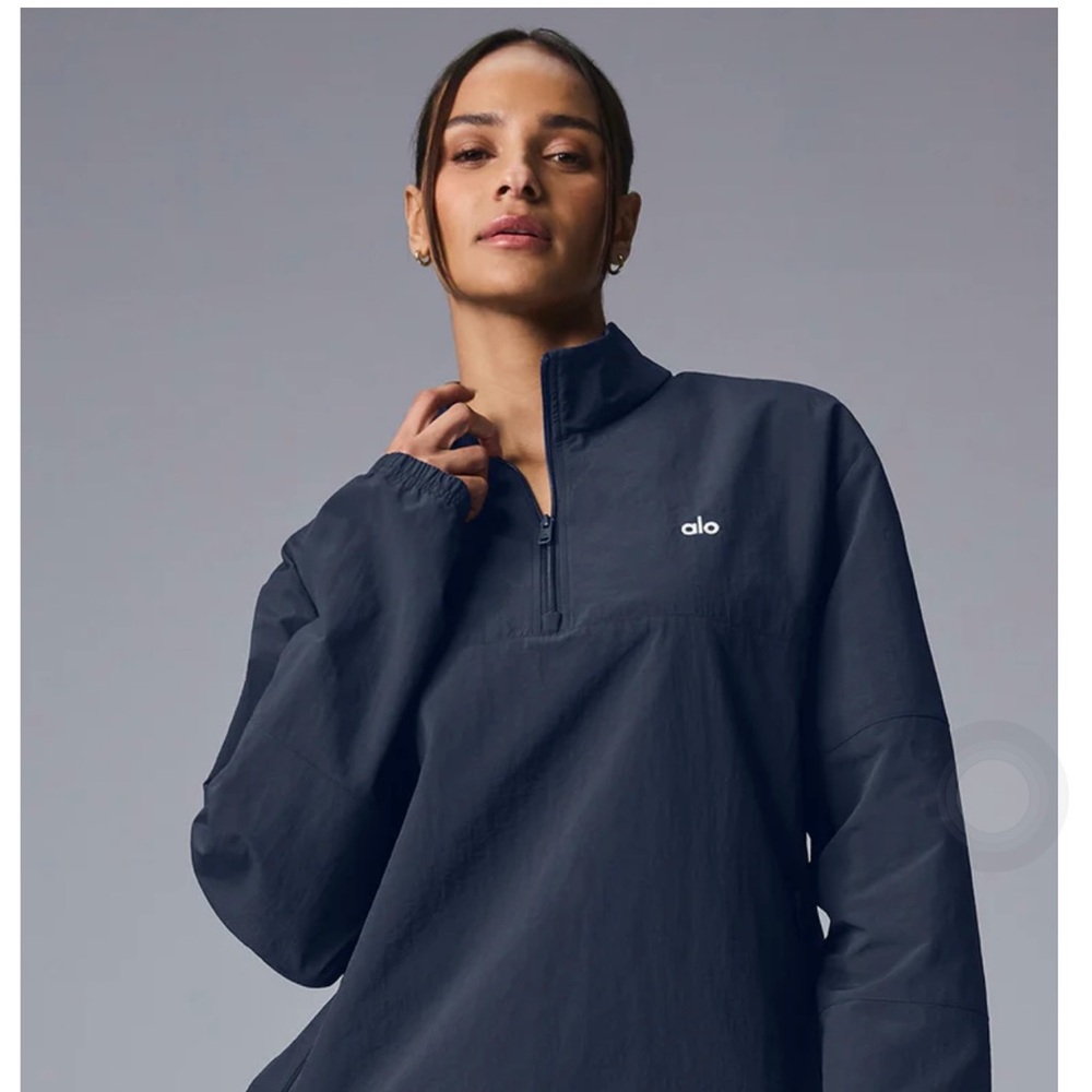 ALO Yoga Navy Half-Zip Pullover Sweatshirt